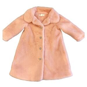 Nannette Kids Pink Faux Fur Toddler Coat with Crystal Buttons Size 2T